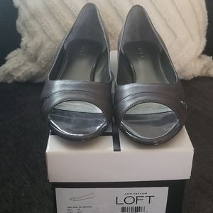LOFT Leather Open Toe Skimmer